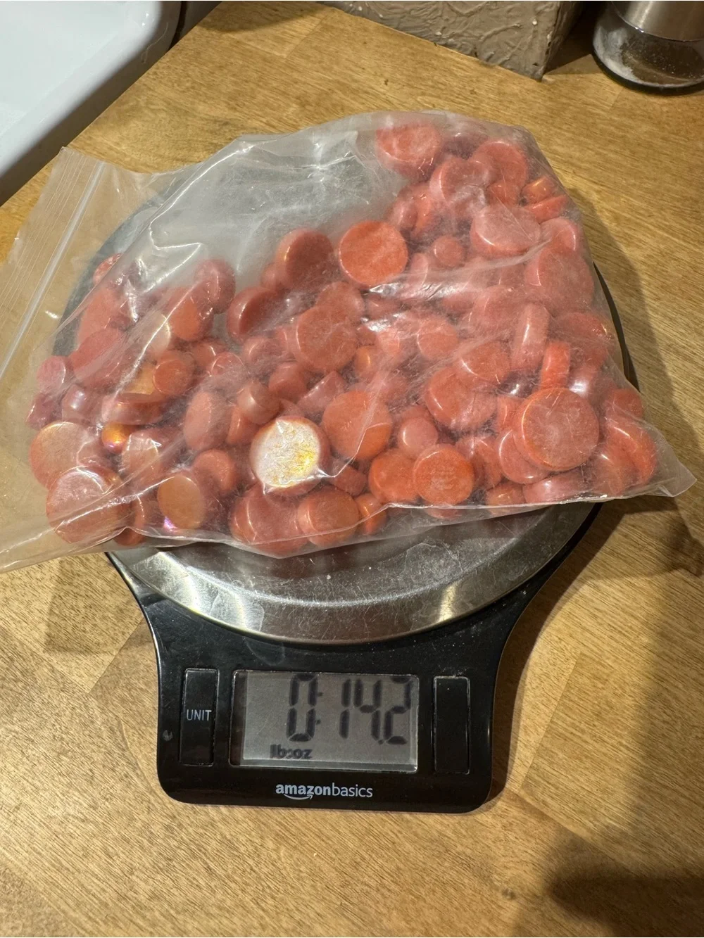Lot of Pearlescent Orange Round Mosaic Tiles